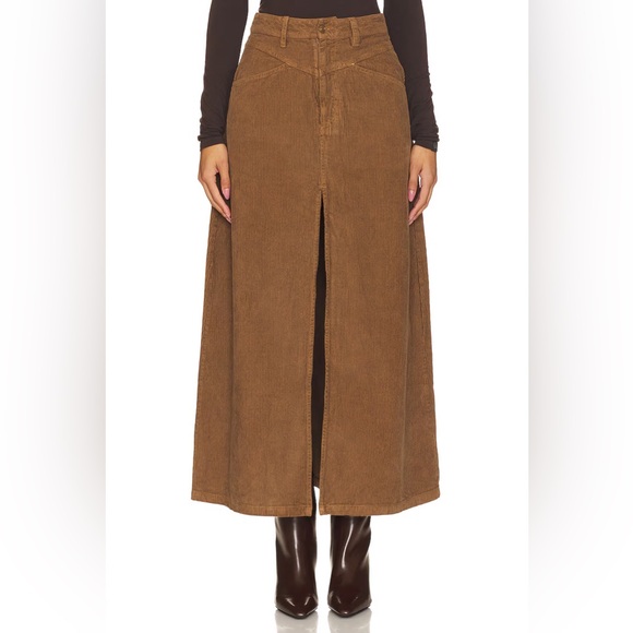 🌻🆕FREE PEOPLE As You Are Corduroy Maxi Skirt-Chocolate-Size 2 - Picture 10 of 16
